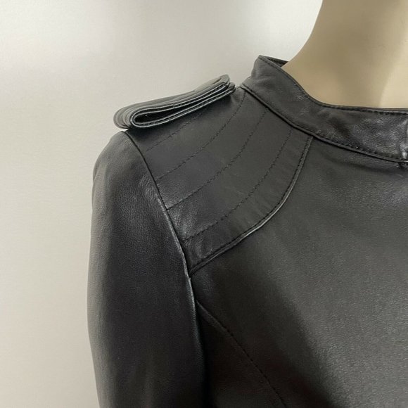 Cue Women's Leather Biker Black Jacket Size 8 A2 - Picture 5 of 12
